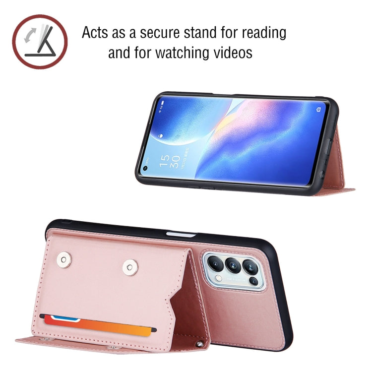 For OPPO A93 5G Skin Feel PU + TPU + PC Back Cover Shockproof Case with Card Slots & Holder & Photo Frame(Rose Gold) by buy2fix