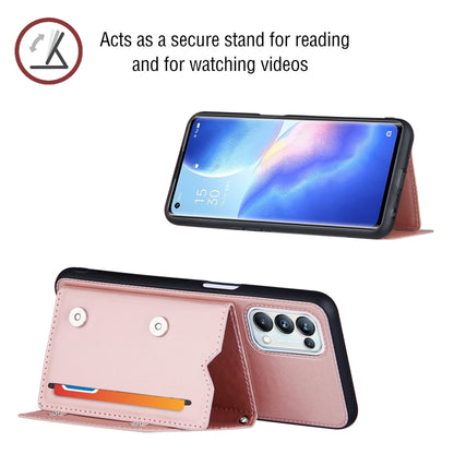 For OPPO A93 5G Skin Feel PU + TPU + PC Back Cover Shockproof Case with Card Slots & Holder & Photo Frame(Rose Gold) by buy2fix