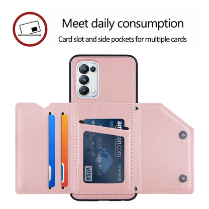 For OPPO A93 5G Skin Feel PU + TPU + PC Back Cover Shockproof Case with Card Slots & Holder & Photo Frame(Rose Gold) by buy2fix