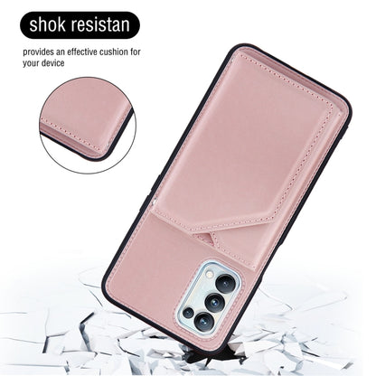 For OPPO A93 5G Skin Feel PU + TPU + PC Back Cover Shockproof Case with Card Slots & Holder & Photo Frame(Rose Gold) by buy2fix