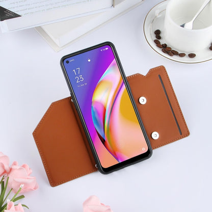 For OPPO A94 Skin Feel PU + TPU + PC Back Cover Shockproof Case with Card Slots & Holder & Photo Frame(Brown) by buy2fix