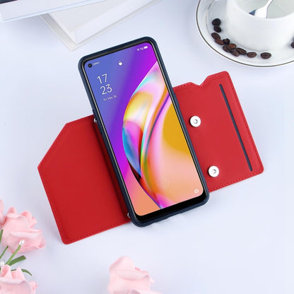 For OPPO A94 Skin Feel PU + TPU + PC Back Cover Shockproof Case with Card Slots & Holder & Photo Frame(Red) - OPPO Cases by buy2fix | Online Shopping UK | buy2fix