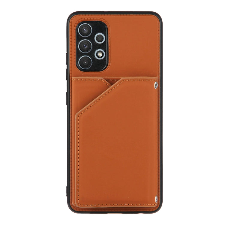 For Samsung Galaxy A32 4G (EU Version) Skin Feel PU + TPU + PC Back Cover Shockproof Case with Card Slots & Holder & Photo Frame(Brown) by buy2fix