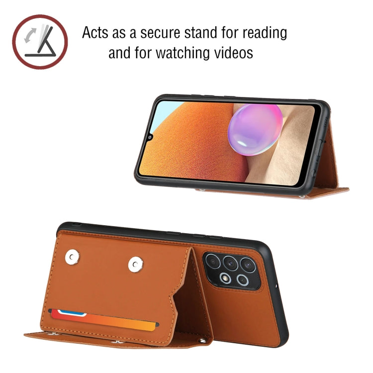 For Samsung Galaxy A32 4G (EU Version) Skin Feel PU + TPU + PC Back Cover Shockproof Case with Card Slots & Holder & Photo Frame(Brown) by buy2fix