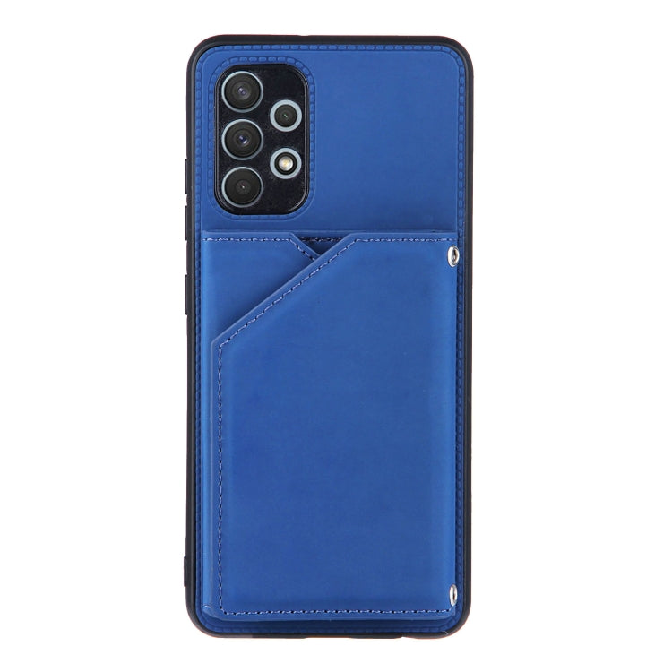 For Samsung Galaxy A32 4G (EU Version) Skin Feel PU + TPU + PC Back Cover Shockproof Case with Card Slots & Holder & Photo Frame(Blue) by buy2fix
