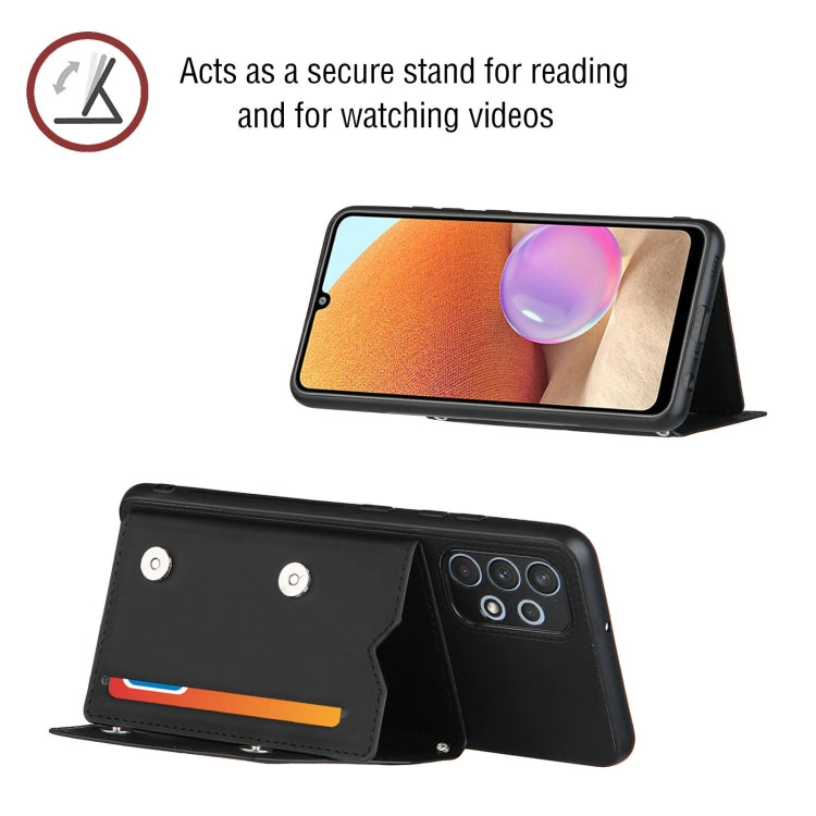 For Samsung Galaxy A32 4G (EU Version) Skin Feel PU + TPU + PC Back Cover Shockproof Case with Card Slots & Holder & Photo Frame(Black) by buy2fix