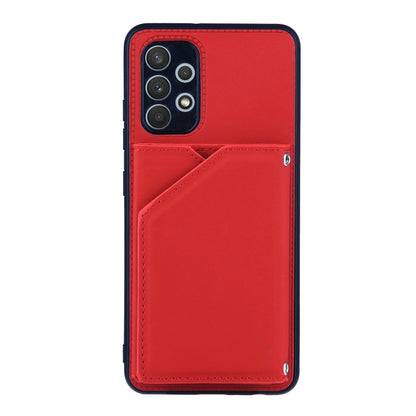 For Samsung Galaxy A32 4G (EU Version) Skin Feel PU + TPU + PC Back Cover Shockproof Case with Card Slots & Holder & Photo Frame(Red) by buy2fix