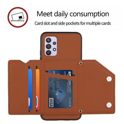 For Samsung Galaxy A32 5G Skin Feel PU + TPU + PC Back Cover Shockproof Case with Card Slots & Holder & Photo Frame(Brown) by buy2fix
