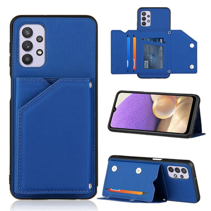 For Samsung Galaxy A32 5G Skin Feel PU + TPU + PC Back Cover Shockproof Case with Card Slots & Holder & Photo Frame(Blue) by buy2fix