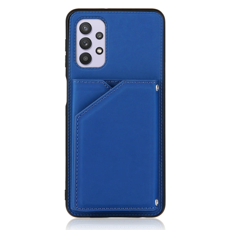For Samsung Galaxy A32 5G Skin Feel PU + TPU + PC Back Cover Shockproof Case with Card Slots & Holder & Photo Frame(Blue) by buy2fix