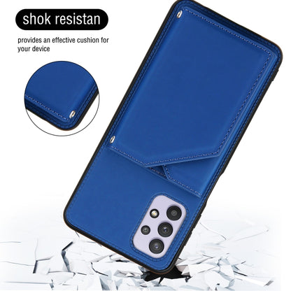 For Samsung Galaxy A32 5G Skin Feel PU + TPU + PC Back Cover Shockproof Case with Card Slots & Holder & Photo Frame(Blue) by buy2fix