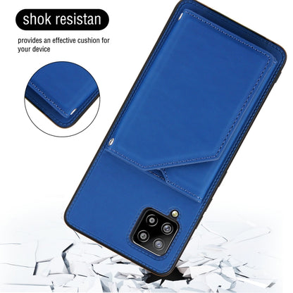 For Samsung Galaxy A42 5G Skin Feel PU + TPU + PC Back Cover Shockproof Case with Card Slots & Holder & Photo Frame(Blue) by buy2fix