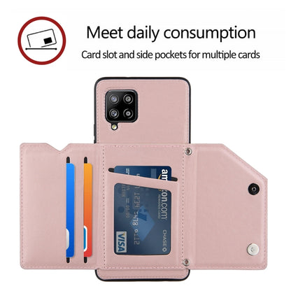 For Samsung Galaxy A42 5G Skin Feel PU + TPU + PC Back Cover Shockproof Case with Card Slots & Holder & Photo Frame(Rose Gold) by buy2fix