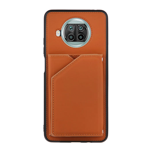 For Xiaomi Mi 10T Lite 5G Skin Feel PU + TPU + PC Back Cover Shockproof Case with Card Slots & Holder & Photo Frame(Brown) - Xiaomi Cases by buy2fix | Online Shopping UK | buy2fix