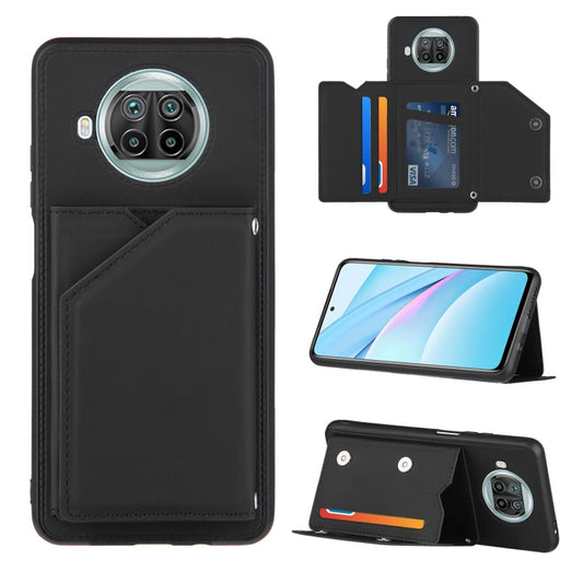 For Xiaomi Mi 10T Lite 5G Skin Feel PU + TPU + PC Back Cover Shockproof Case with Card Slots & Holder & Photo Frame(Black) - Xiaomi Cases by buy2fix | Online Shopping UK | buy2fix