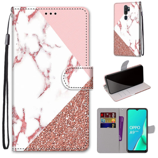 For OPPO A9 (2020) / A5 (2020) / A11X / A11 Coloured Drawing Cross Texture Horizontal Flip PU Leather Case with Holder & Card Slots & Wallet & Lanyard(Pink Stone Texture) by buy2fix