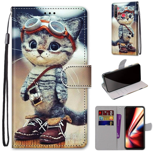 For OPPO Realme 5 / 5s / 5i / C3 / C3i / 6i / Narzo10 / 10A / 20A Coloured Drawing Cross Texture Horizontal Flip PU Leather Case with Holder & Card Slots & Wallet & Lanyard(Leather Shoes Cat) - Realme Cases by buy2fix | Online Shopping UK | buy2fix