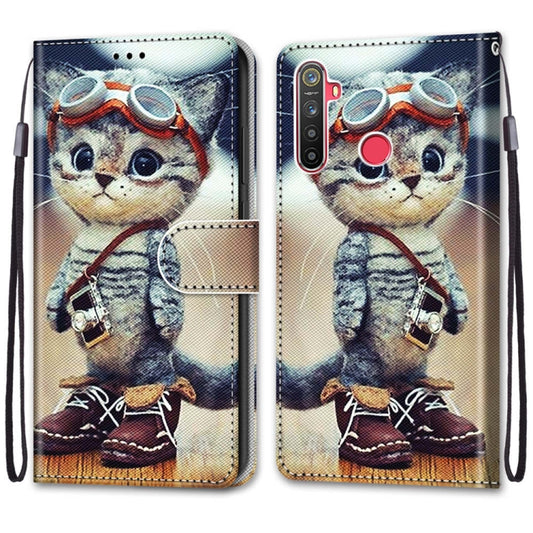 For OPPO Realme 5 / 5s / 5i / C3 / C3i / 6i / Narzo10 / 10A / 20A Coloured Drawing Cross Texture Horizontal Flip PU Leather Case with Holder & Card Slots & Wallet & Lanyard(Leather Shoes Cat) - Realme Cases by buy2fix | Online Shopping UK | buy2fix