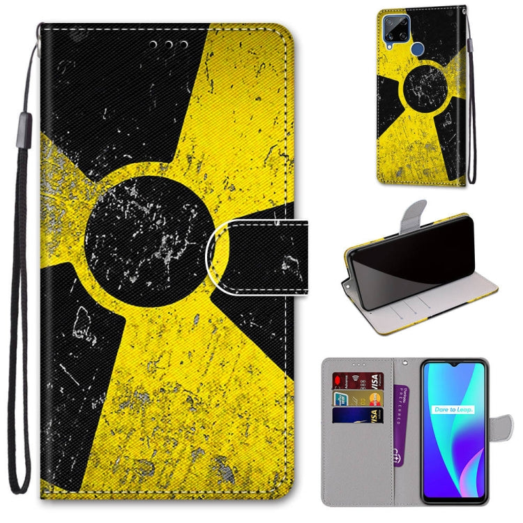 For OPPO Realme C15 / C12 / C25 / 7i (Global) / Narzo 20 / 30A Coloured Drawing Cross Texture Horizontal Flip PU Leather Case with Holder & Card Slots & Wallet & Lanyard(Yellow Black Logo) - Realme Cases by buy2fix | Online Shopping UK | buy2fix
