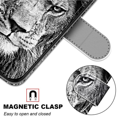 For Alcatel 3L 2021 Coloured Drawing Cross Texture Horizontal Flip PU Leather Case with Holder & Card Slots & Wallet & Lanyard(Black White Lion Head) - Alcatel Cases by buy2fix | Online Shopping UK | buy2fix