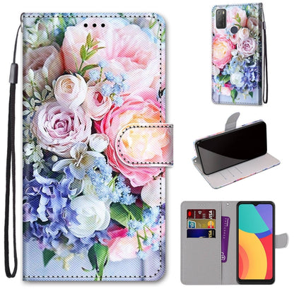 For Alcatel 3L 2021 Coloured Drawing Cross Texture Horizontal Flip PU Leather Case with Holder & Card Slots & Wallet & Lanyard(Light Pink Bouquet) - Alcatel Cases by buy2fix | Online Shopping UK | buy2fix
