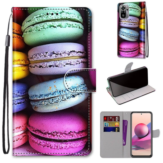 For Xiaomi Redmi Note 10 4G / Note 10S Coloured Drawing Cross Texture Horizontal Flip PU Leather Case with Holder & Card Slots & Wallet & Lanyard(Colorful Cakes) - Xiaomi Cases by buy2fix | Online Shopping UK | buy2fix