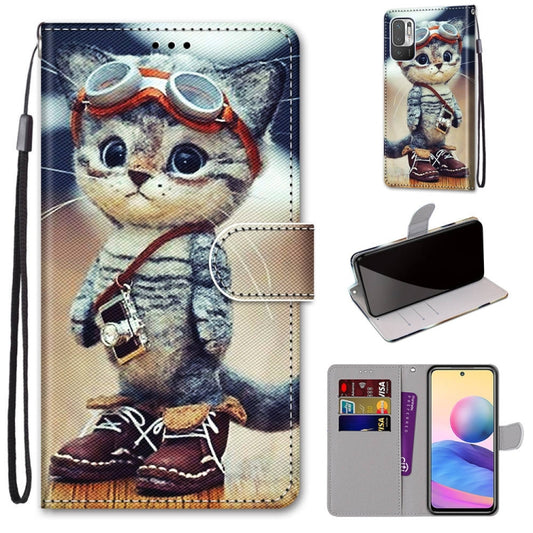 For Xiaomi Redmi Note 10 5G Coloured Drawing Cross Texture Horizontal Flip PU Leather Case with Holder & Card Slots & Wallet & Lanyard(Leather Shoes Cat) - Xiaomi Cases by buy2fix | Online Shopping UK | buy2fix