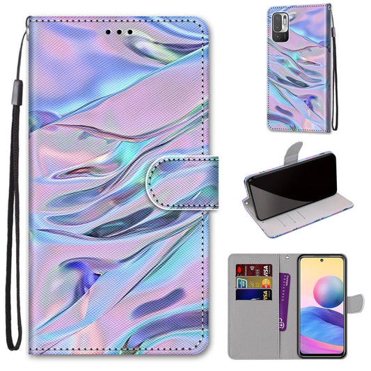 For Xiaomi Redmi Note 10 5G Coloured Drawing Cross Texture Horizontal Flip PU Leather Case with Holder & Card Slots & Wallet & Lanyard(Fluorescent Water Texture) - Xiaomi Cases by buy2fix | Online Shopping UK | buy2fix