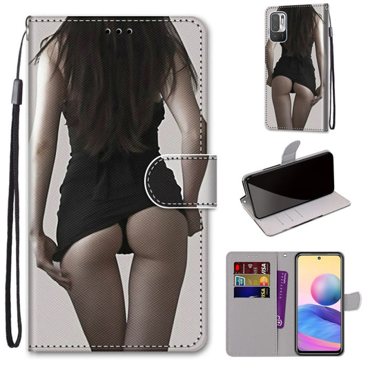 For Xiaomi Redmi Note 10 5G Coloured Drawing Cross Texture Horizontal Flip PU Leather Case with Holder & Card Slots & Wallet & Lanyard(Upskirt) - Xiaomi Cases by buy2fix | Online Shopping UK | buy2fix