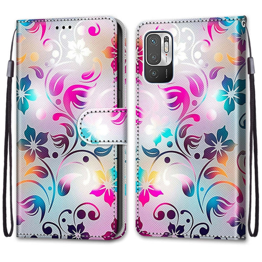 For Xiaomi Redmi Note 10 5G Coloured Drawing Cross Texture Horizontal Flip PU Leather Case with Holder & Card Slots & Wallet & Lanyard(Gradient Colorful Flower) - Xiaomi Cases by buy2fix | Online Shopping UK | buy2fix