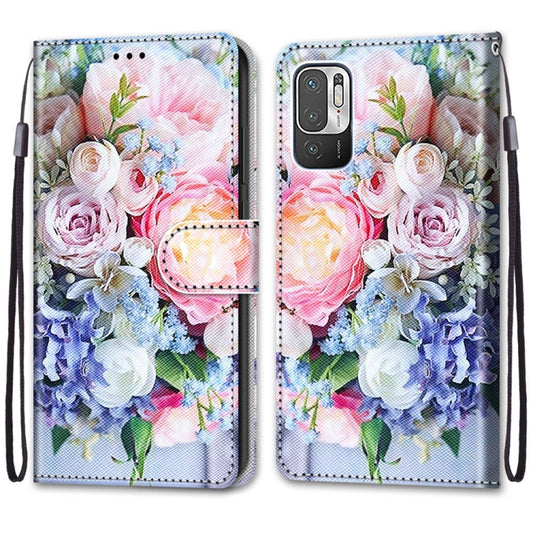 For Xiaomi Redmi Note 10 5G Coloured Drawing Cross Texture Horizontal Flip PU Leather Case with Holder & Card Slots & Wallet & Lanyard(Light Pink Bouquet) - Xiaomi Cases by buy2fix | Online Shopping UK | buy2fix