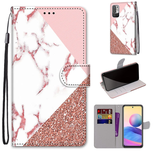 For Xiaomi Redmi Note 10 5G Coloured Drawing Cross Texture Horizontal Flip PU Leather Case with Holder & Card Slots & Wallet & Lanyard(Pink Stone Texture) - Xiaomi Cases by buy2fix | Online Shopping UK | buy2fix