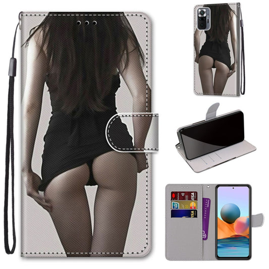 For Xiaomi Redmi Note 10 Pro Max / Note 10 Pro Coloured Drawing Cross Texture Horizontal Flip PU Leather Case with Holder & Card Slots & Wallet & Lanyard(Upskirt) - Xiaomi Cases by buy2fix | Online Shopping UK | buy2fix