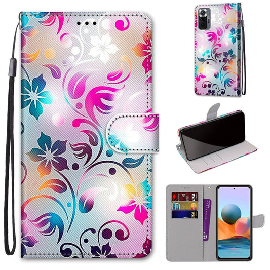For Xiaomi Redmi Note 10 Pro Max / Note 10 Pro Coloured Drawing Cross Texture Horizontal Flip PU Leather Case with Holder & Card Slots & Wallet & Lanyard(Gradient Colorful Flower) - Xiaomi Cases by buy2fix | Online Shopping UK | buy2fix
