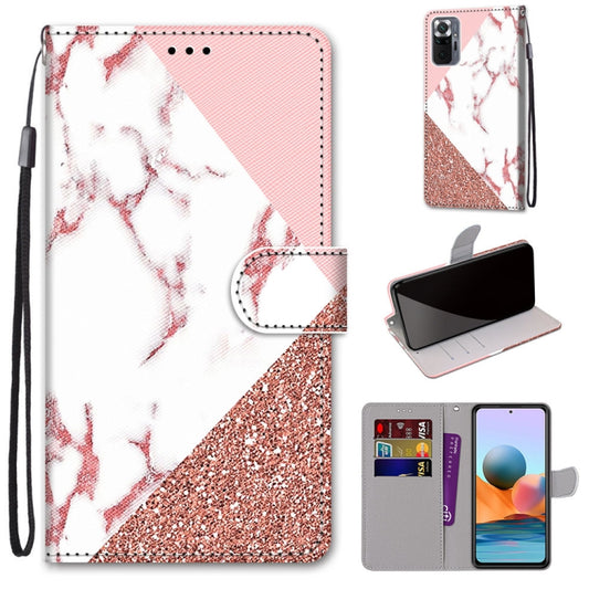 For Xiaomi Redmi Note 10 Pro Max / Note 10 Pro Coloured Drawing Cross Texture Horizontal Flip PU Leather Case with Holder & Card Slots & Wallet & Lanyard(Pink Stone Texture) - Xiaomi Cases by buy2fix | Online Shopping UK | buy2fix