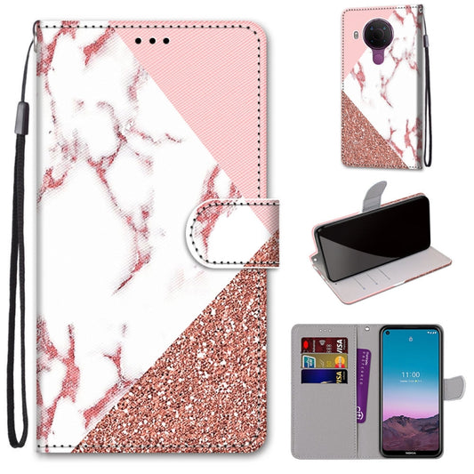 For Nokia 5.4 Coloured Drawing Cross Texture Horizontal Flip PU Leather Case with Holder & Card Slots & Wallet & Lanyard(Pink Stone Texture) - Nokia Cases by buy2fix | Online Shopping UK | buy2fix