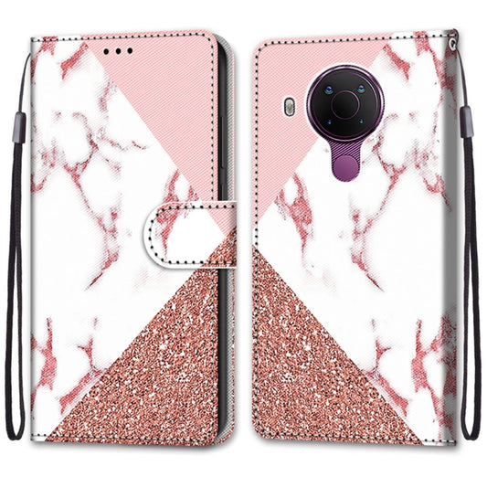 For Nokia 5.4 Coloured Drawing Cross Texture Horizontal Flip PU Leather Case with Holder & Card Slots & Wallet & Lanyard(Pink Stone Texture) by buy2fix