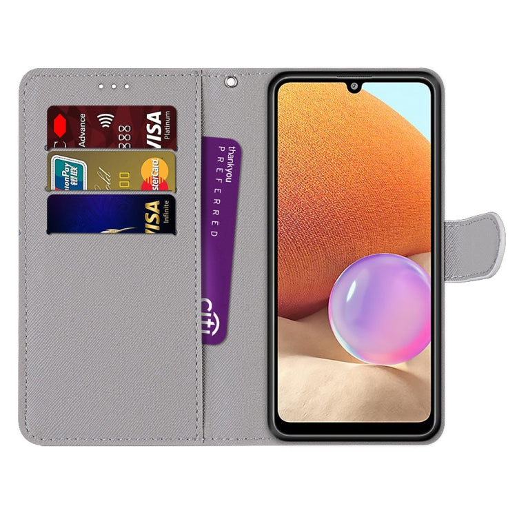 For Samsung Galaxy A32 4G / A32 Lite Coloured Drawing Cross Texture Horizontal Flip PU Leather Case with Holder & Card Slots & Wallet & Lanyard(Leather Shoes Cat) by buy2fix
