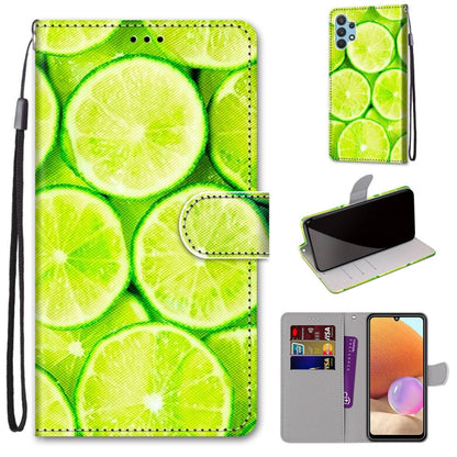 For Samsung Galaxy A32 4G / A32 Lite Coloured Drawing Cross Texture Horizontal Flip PU Leather Case with Holder & Card Slots & Wallet & Lanyard(Green Lemon) by buy2fix