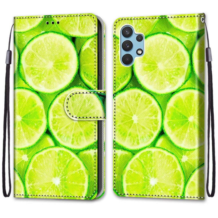 For Samsung Galaxy A32 4G / A32 Lite Coloured Drawing Cross Texture Horizontal Flip PU Leather Case with Holder & Card Slots & Wallet & Lanyard(Green Lemon) by buy2fix