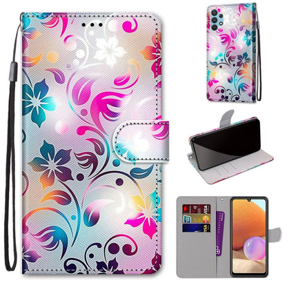 For Samsung Galaxy A32 4G / A32 Lite Coloured Drawing Cross Texture Horizontal Flip PU Leather Case with Holder & Card Slots & Wallet & Lanyard(Gradient Colorful Flower) by buy2fix