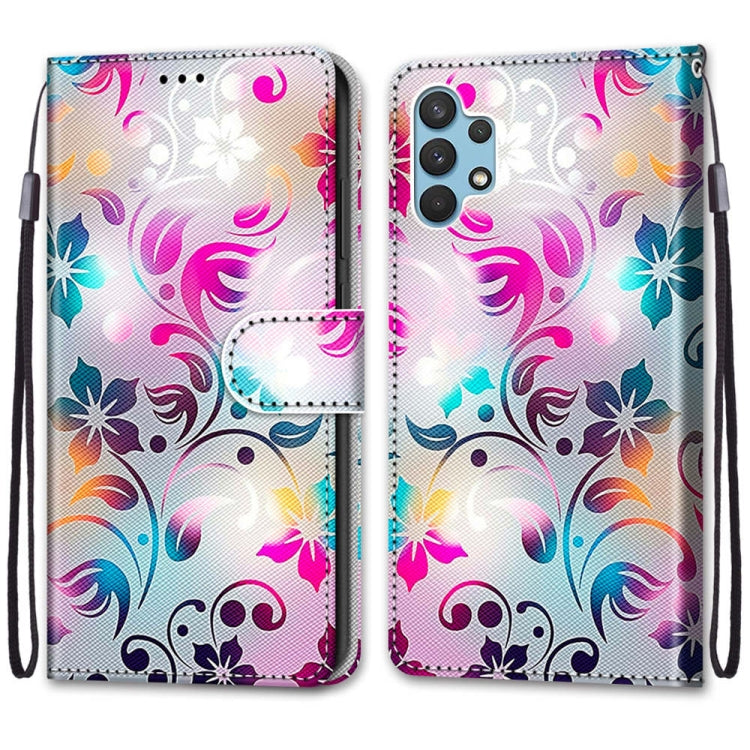 For Samsung Galaxy A32 4G / A32 Lite Coloured Drawing Cross Texture Horizontal Flip PU Leather Case with Holder & Card Slots & Wallet & Lanyard(Gradient Colorful Flower) by buy2fix