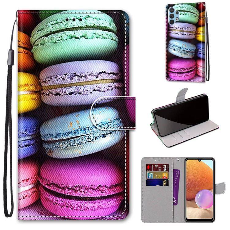 For Samsung Galaxy A32 4G / A32 Lite Coloured Drawing Cross Texture Horizontal Flip PU Leather Case with Holder & Card Slots & Wallet & Lanyard(Colorful Cakes) by buy2fix