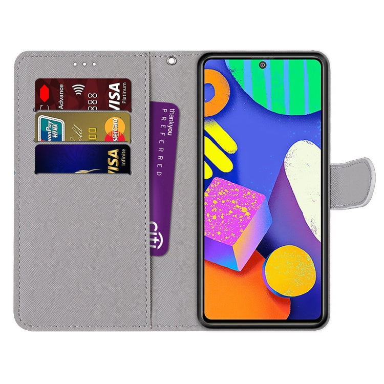 For Samsung Galaxy F62 / M62 Coloured Drawing Cross Texture Horizontal Flip PU Leather Case with Holder & Card Slots & Wallet & Lanyard(Leather Shoes Cat) by buy2fix