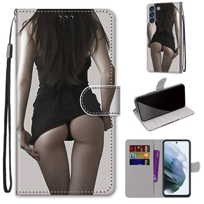 For Samsung Galaxy S21 FE Coloured Drawing Cross Texture Horizontal Flip PU Leather Case with Holder & Card Slots & Wallet & Lanyard(Upskirt) by buy2fix