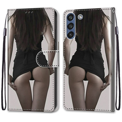 For Samsung Galaxy S21 FE Coloured Drawing Cross Texture Horizontal Flip PU Leather Case with Holder & Card Slots & Wallet & Lanyard(Upskirt) by buy2fix