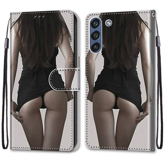 For Samsung Galaxy S21 FE Coloured Drawing Cross Texture Horizontal Flip PU Leather Case with Holder & Card Slots & Wallet & Lanyard(Upskirt) by buy2fix