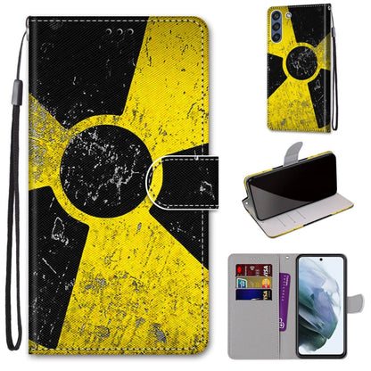 For Samsung Galaxy S21 FE Coloured Drawing Cross Texture Horizontal Flip PU Leather Case with Holder & Card Slots & Wallet & Lanyard(Yellow Black Logo) by buy2fix