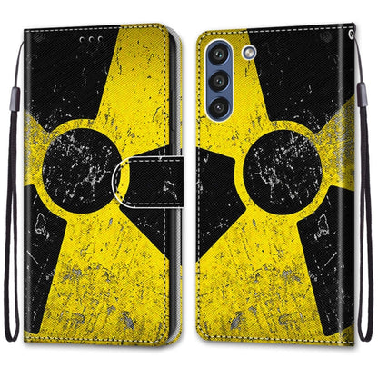 For Samsung Galaxy S21 FE Coloured Drawing Cross Texture Horizontal Flip PU Leather Case with Holder & Card Slots & Wallet & Lanyard(Yellow Black Logo) by buy2fix