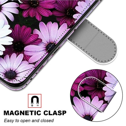 For Samsung Galaxy S21 FE Coloured Drawing Cross Texture Horizontal Flip PU Leather Case with Holder & Card Slots & Wallet & Lanyard(Chrysanthemum Pink White Purple) by buy2fix